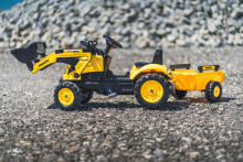 Falk traktor Komatsu kopa ja käruga, kollane
