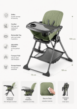 Kinderkraft Foldee Art.220365 Green Barošanas krēsls