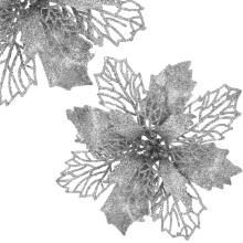 Poinsettia, artificial flower Springos CA0805, gold with glitter