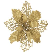 Poinsettia, artificial flower Springos CA0805, gold with glitter