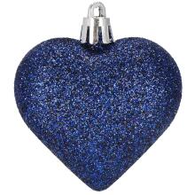 Christmas baubles Springos CA1158 8 pcs 7 cm heart-shaped, navy blue