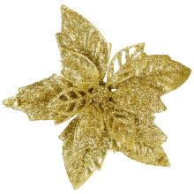 Bethlehem star, artificial poinsettia flower Springos CA1291 13 cm gold with glitter