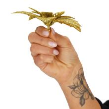 Bethlehem star, artificial poinsettia flower Springos CA1291 13 cm gold with glitter