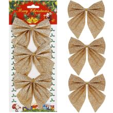 Christmas bow for the tree Springos CA1293 3 pcs glitter ornaments gold