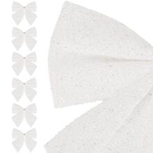 Christmas bows for the tree Springos CA1308 6 pcs glitter ornaments white