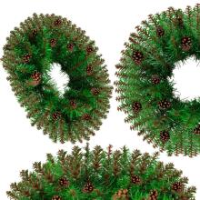Christmas wreath Springos CA1439, 45 cm artificial door decoration with pinecones, green