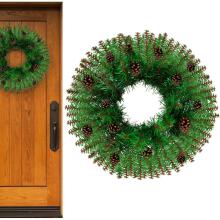 Christmas wreath Springos CA1439, 45 cm artificial door decoration with pinecones, green