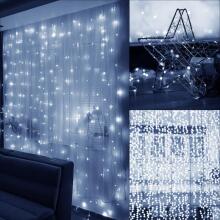 Light curtain Springos CL0184 300 LED garland cold white lights for indoor and outdoor use