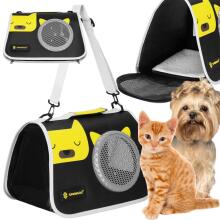Cat, rabbit, dog carrier Springos PA0234 up to 10 kg, 24 x 40 x 24 cm, black-yellow-grey
