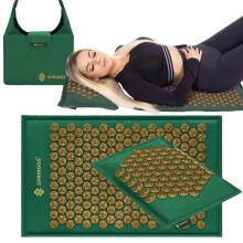 Acupressure mat with spikes, with a pillow, for massage, for pain, made of linen and coconut fiber Springos FA0154