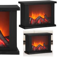 Battery-powered LED fireplace lamp decorative lighting, Springos CL0864 black