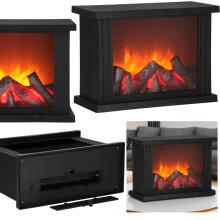 Battery-powered LED fireplace lamp decorative lighting, Springos CL0864 black