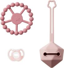 TOMMEE TIPPEE silicone pacifier with pacifier case and teething ring, pink, 433609