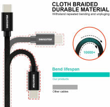 Swissten Textile Универсальный Quick Charge 3.1 USB-C USB Кабель данных 2м