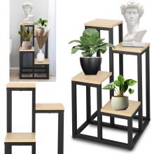 Metāla puķu statīvs ar 4 plauktiem Springos GA0206, 67,5 cm, loft stils, melns/gaiši brūns