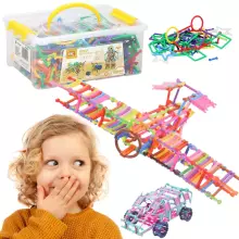 Construction and assembly blocks for children Springos KG0040, 869 pcs, colorful tubes