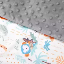 Baby wrap for car seat and carrier Springos SB0053, 77x77 cm, reversible blanket with hood, gray/multicolor