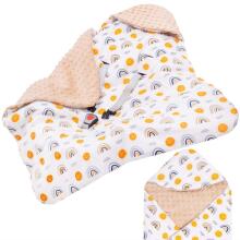 Baby wrap for car seat and carrier Springos SB0051, 77x77 cm, reversible blanket with hood, beige/multicolor
