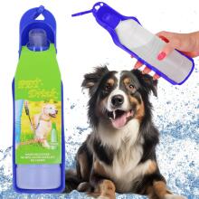 Dog and cat water bottle Springos PA0295, with drinking tray, 250 ml, dark blue