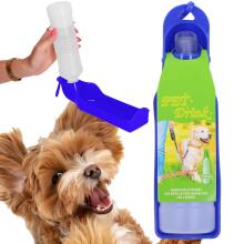 Dog and cat water bottle Springos PA0295, with drinking tray, 250 ml, dark blue