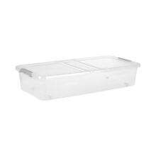 Box with lid on wheels underbed box Leo 77x38x16 cm 33L transparent