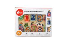 Bo Wooden Puzzle Art.227512 Educational wooden puzzle "Numbers and animals"