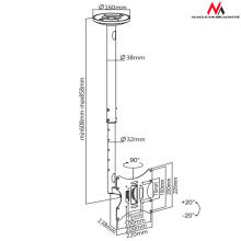Maclean MC-504A B televizora stiprinājums pie griestiem 23-42 collas 50-85 cm 30 kg Melns