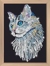 KITFIX DIY set Sequin Art Blue Premium White Cat