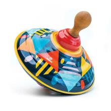 Svoora - Spinning Tin Top with sound and wooden handle - Confetti