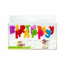 Birthday Fun - candles with glitter, lettering "Happy Birthday"