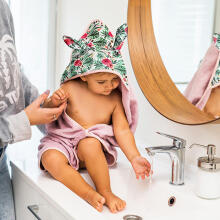 BO939 TERRY BATH COVER WITH EARS 100x100 BUNNY EARS pink