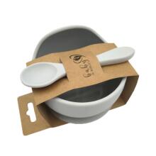 BABY 01138 Silicone bowl with suction cup and spoon Grey