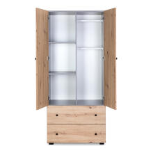 Klups Pauline Art.233124 Graphite-Oak two-door wardrobe, graphite-oak