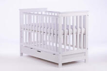 DREWEX Bed LEO DELUX with drawer, railing white/white
