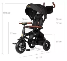 Bebe Basic Rito Deluxe Art.235606 Black Children's tricycle with handlebars, roof and inflatable wheels