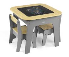 MILLY MALLY 6091 Olaf Blocks Furniture Set - Table and Two Chairs Dark Grey