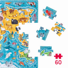 CzuCzu 7149731 Puzzle Animals World Map 4+ 60 pcs.