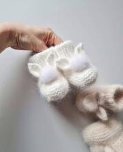 La Bebe™ Lambswool Natural Eco Socks/Booties Art.236526 White Natural wool socks/boots for newborns