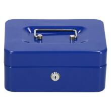 Cash box, metal safe Springos HA5039, 20x16x9 cm, storage box, blue