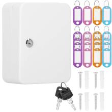 Key box with tags, metal safe Springos HA5028, white case