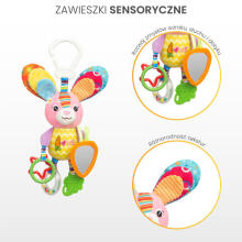 COLORFUL TRAVEL RATTLE BUNNY