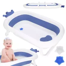 Baby bath folding Springos SB0058 40 L blue-white portable with plug