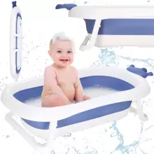 Baby bath folding Springos SB0058 40 L blue-white portable with plug