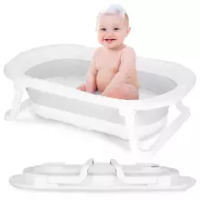 Baby bath portable Springos SB0059 40 L white-grey folding with plug