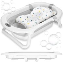 Portable Baby Bath Springos SB0060 40 L white-grey with cushion, plug and thermometer