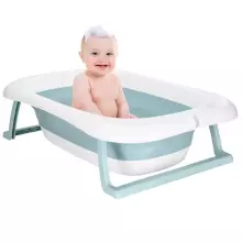 Baby Bathtub Springos SB0063, foldable, 35 L, with thermometer and pillow, white-blue