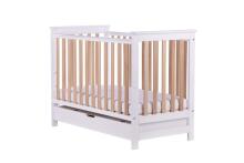 DREWEX Bed LEO DELUX with drawer, railing white/beech