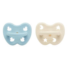 Hevea Natural Rubber Pacifier  Art.239420 Baby Blue /White Milky Anatomiskā/ortopēdiskā lateksa māneklītis 0-3 mēn,2 gab