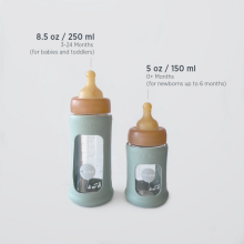 Hevea Glass Baby Bottle Wide Neck Art.478611 Seafoam Blue