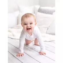 La Bebe™ NO Baby Body Art.239963 White 100% soft cotton long sleeve bodysuit